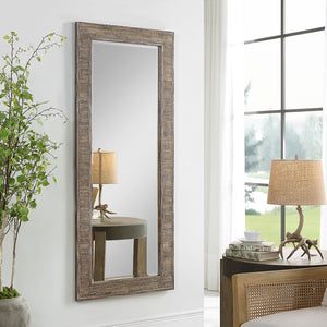 Weathered Wood Rectangular Full Length Mirror-Distressed Pine