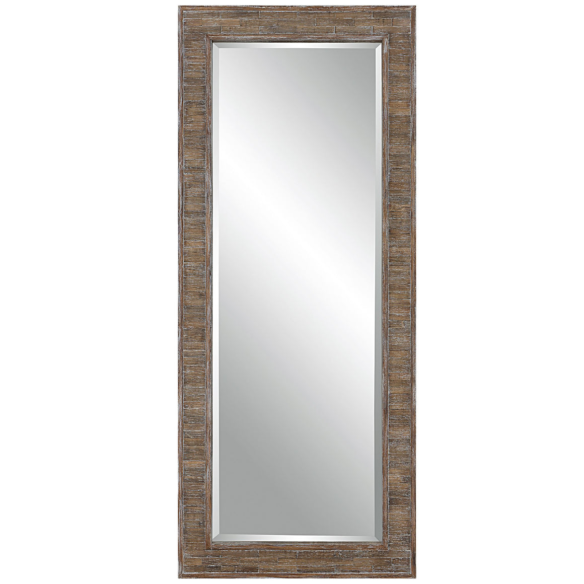 Weathered Wood Rectangular Full Length Mirror-Distressed Pine