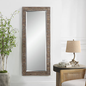 Weathered Wood Rectangular Full Length Mirror-Distressed Pine