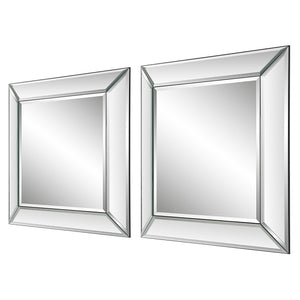 Beveled Frameless Square Mirrors-Set o 2