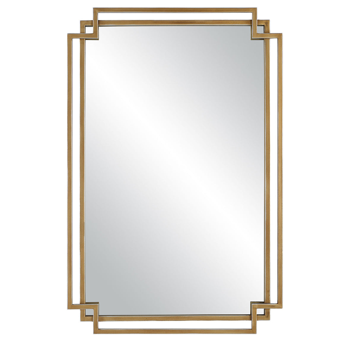 Interlocking Brushed Gold Rectangular Mirror