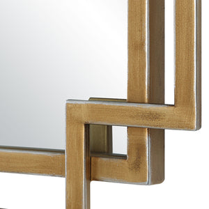 Interlocking Brushed Gold Rectangular Mirror