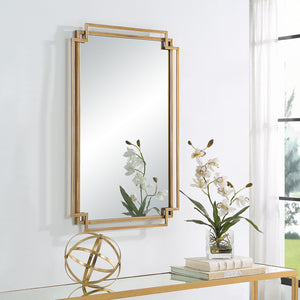 Interlocking Brushed Gold Rectangular Mirror