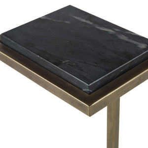 Square Removable Top Drinks Table-Aged Gold & Black Marble