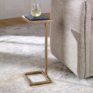 Square Removable Top Drinks Table-Aged Gold & Black Marble