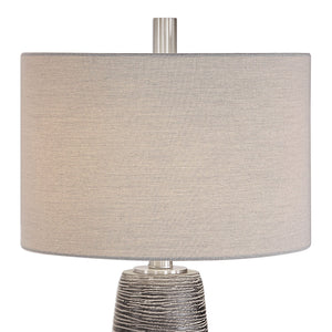 Etched Texture Ceramic Table Lamp-Light Gray Wash