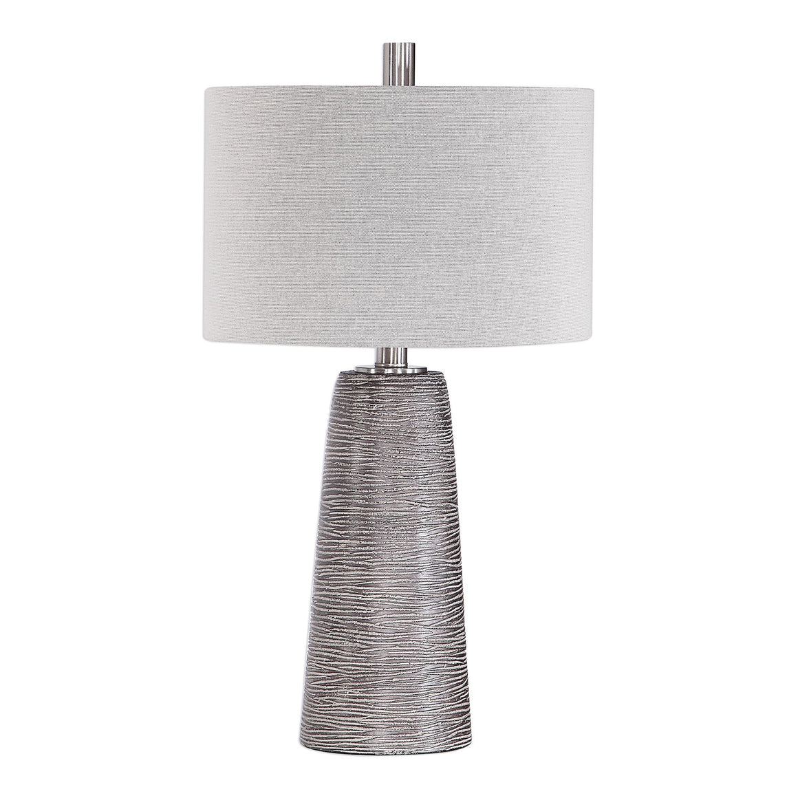 Etched Texture Ceramic Table Lamp-Light Gray Wash
