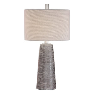 Etched Texture Ceramic Table Lamp-Light Gray Wash