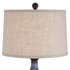 Distressed Ceramic Table Lamp-Blue & Dark Khaki