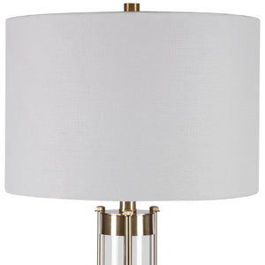 Glass Base with Decorative Rods Table Lamp-Golden Brass