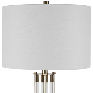Glass Base with Decorative Rods Table Lamp-Golden Brass