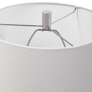 Ribbed Gray and White Table Lamp