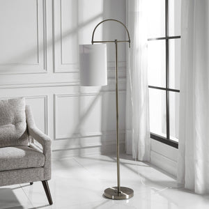 Arc Style Base Floor Lamp-Brushed Brass Finish