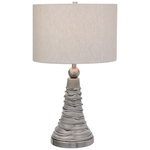 Wave Pattern Ceramic Table Lamp-Dove Gray