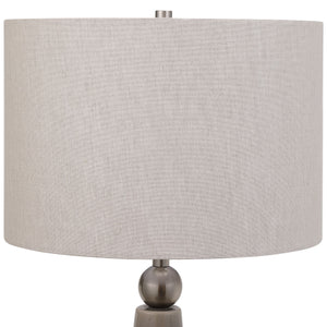 Wave Pattern Ceramic Table Lamp-Dove Gray