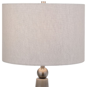 Wave Pattern Ceramic Table Lamp-Dove Gray