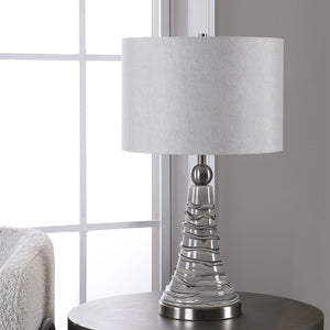 Wave Pattern Ceramic Table Lamp-Dove Gray