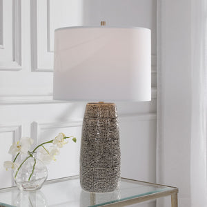 Black and White Brick Pattern Table Lamp-Ceramic