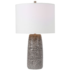 Black and White Brick Pattern Table Lamp-Ceramic