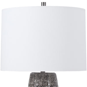 Black and White Brick Pattern Table Lamp-Ceramic