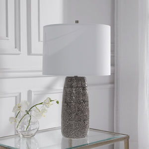 Black and White Brick Pattern Table Lamp-Ceramic