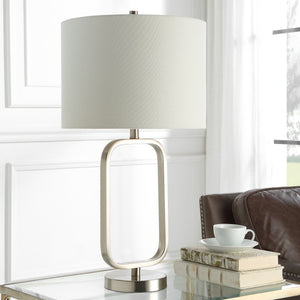 Rounded Corner Table Lamp-Brushed Nickel