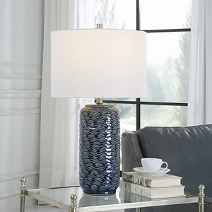 Navy Wave Base Accent Lamp