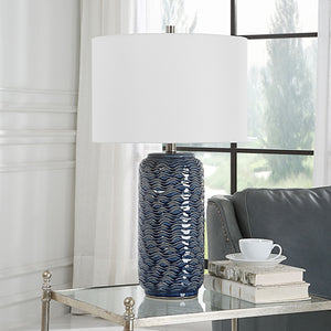 Navy Wave Base Accent Lamp