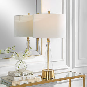 Contemporary Cone Shape Table Lamp-Antique Brass Finish