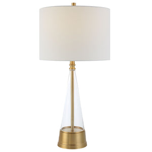 Contemporary Cone Shape Table Lamp-Antique Brass Finish