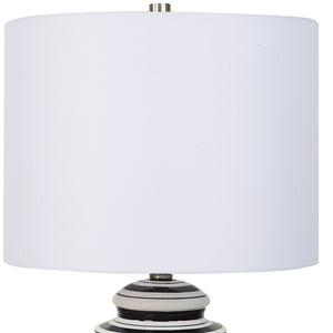 Navy and White Ceramic Base with Brushed Nickel Accents Lamp