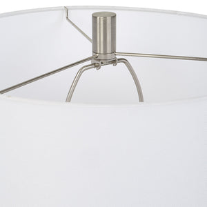 Navy and White Ceramic Base with Brushed Nickel Accents Lamp