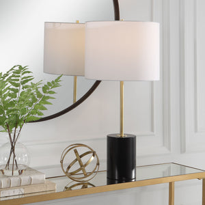 Contemporary Matte Black with Gold Accents Table Lamp