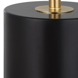 Contemporary Matte Black with Gold Accents Table Lamp