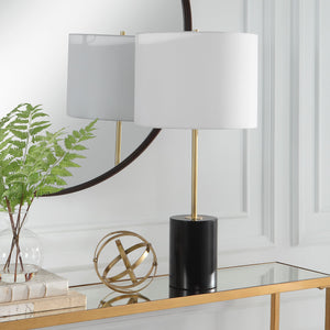 Contemporary Matte Black with Gold Accents Table Lamp