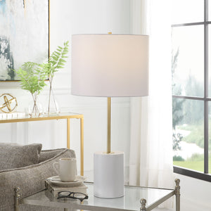 White Metal Base with Gold Accent Lamp