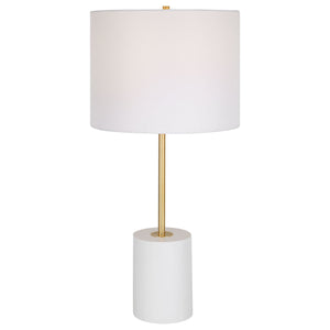 White Metal Base with Gold Accent Lamp