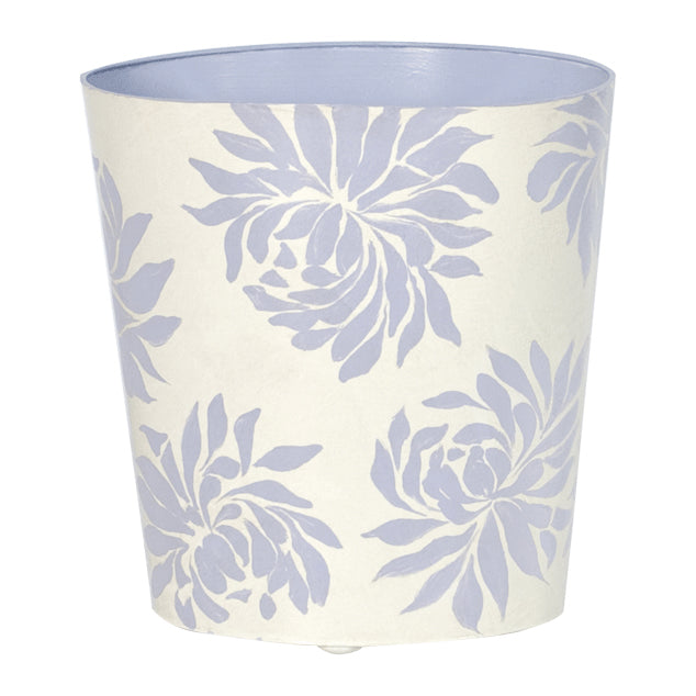 Worlds Away Floral Hand-Painted Wastebasket - Lavender