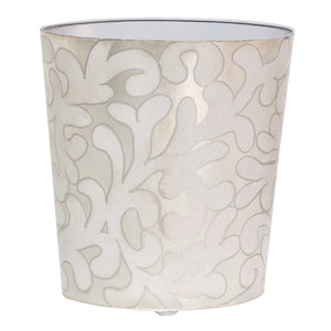 Worlds Away Hand-Painted Branches Wastebasket - Lavender & Silver
