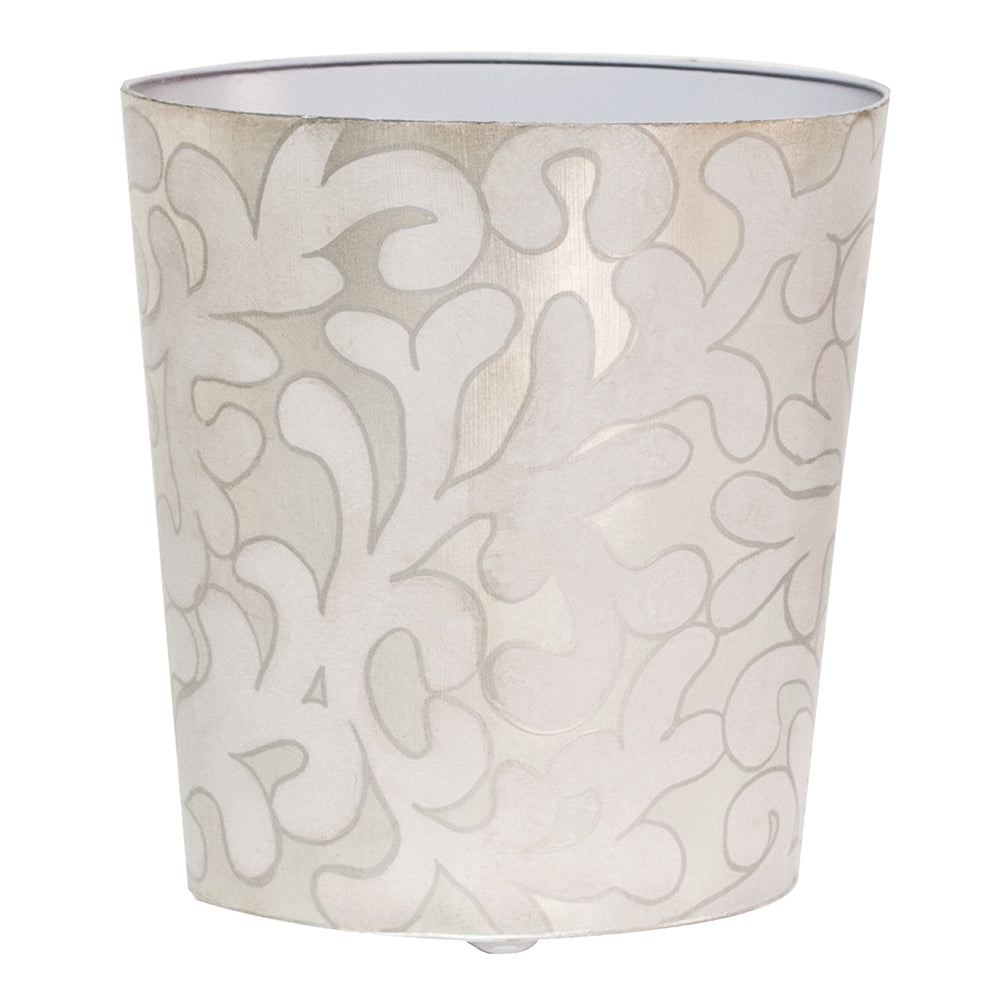 Worlds Away Hand-Painted Branches Wastebasket - Lavender & Silver