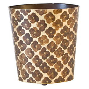 Worlds Away Hand-Painted Oval Wastebasket - Brown & Gold Morocco