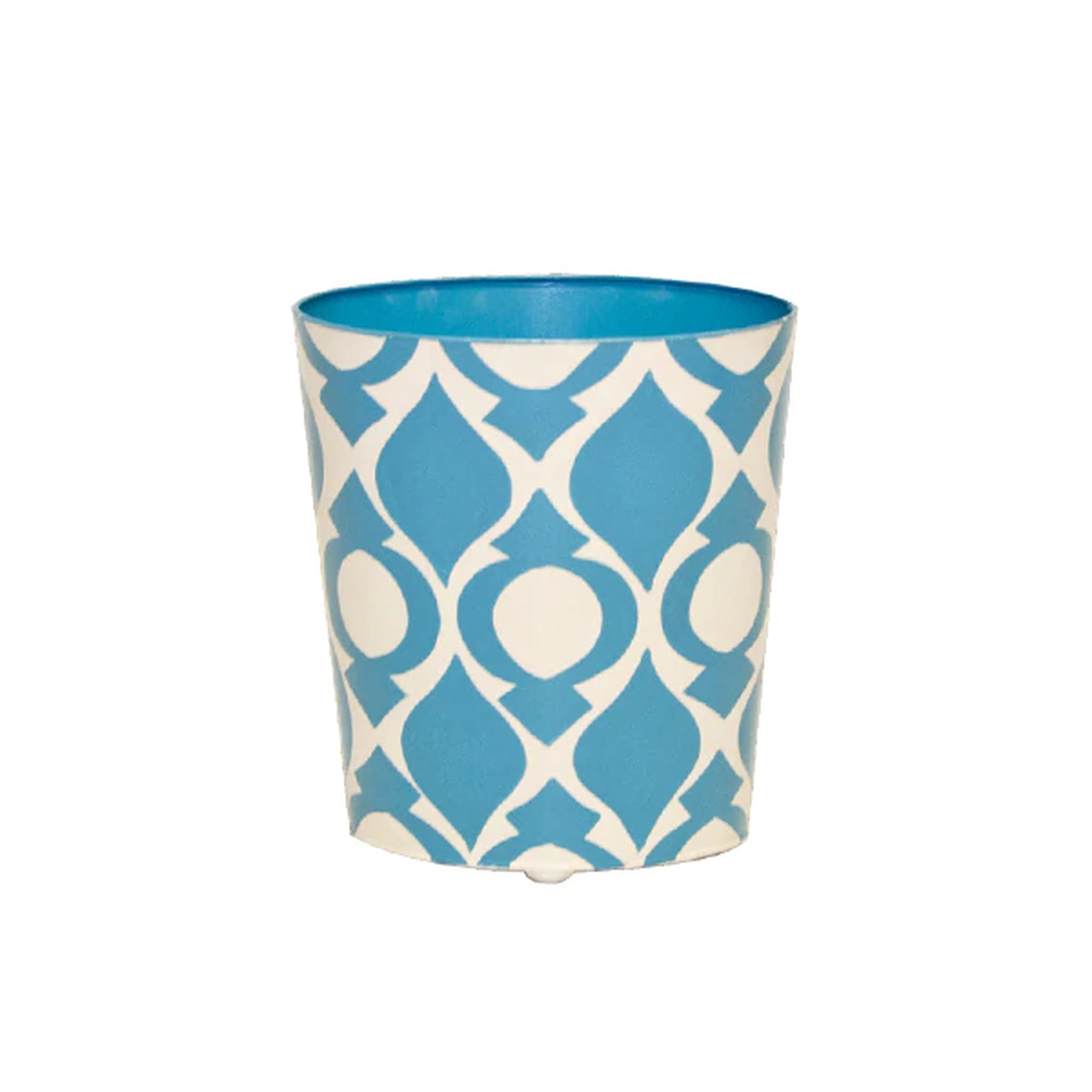 World'S Away - Blue And Cream Oval Wastebasket