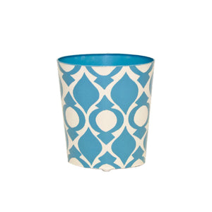 World'S Away - Blue And Cream Oval Wastebasket