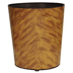 Worlds Away Hand-Painted Oval Wastebasket - Tortoise Shell
