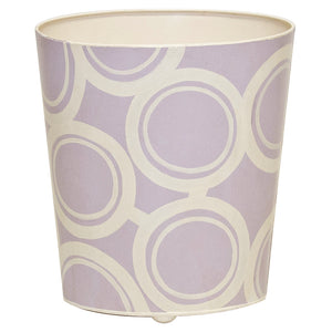 Worlds Away Hand-Painted Oval Wastebasket - Lavender Bubbles