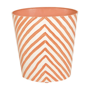 Worlds Away Hand-Painted Oval Wastebasket - Orange Zebra