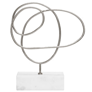 Worlds Away Wilkes Doodle Sculpture on Marble Base – Silver Leaf