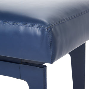 Stool in Navy Blue Leather | Winston Collection | Villa & House