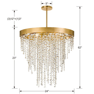 Winham 6 Light Antique Gold Crystal Chandelier