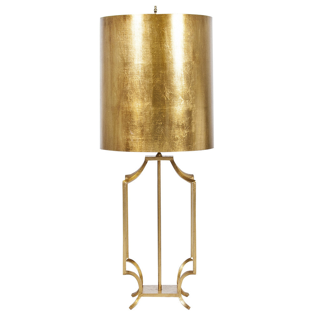 Worlds Away Windham Iron Table Lamp with Metal Shade – Gold Leaf